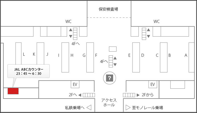 羽田空港国際線ターミナル　受取・返却カウンターマップ 