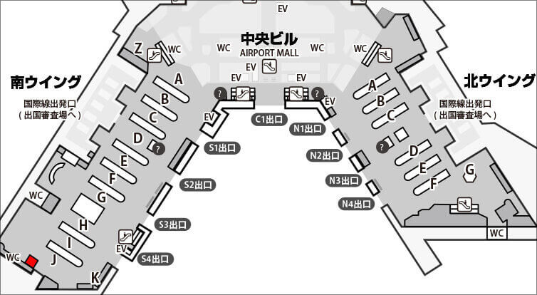 成田空港第1 南ウイング 受取カウンターフロアマップ 