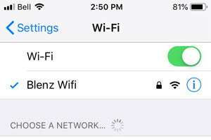 ブレンズコーヒーのフリーWiFi選択時のスマホ画面キャプチャ