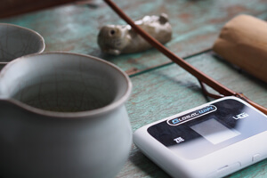 九份の茶藝館でインターネット