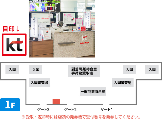 グローバルWiFi・金海国際空港、受取返却カウンターマップ