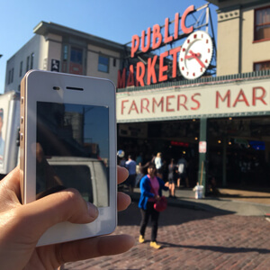 シアトルのパイクプレイスマーケットとWiFiルーター