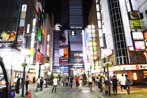 夜の新宿歌舞伎町、ゴジラロード